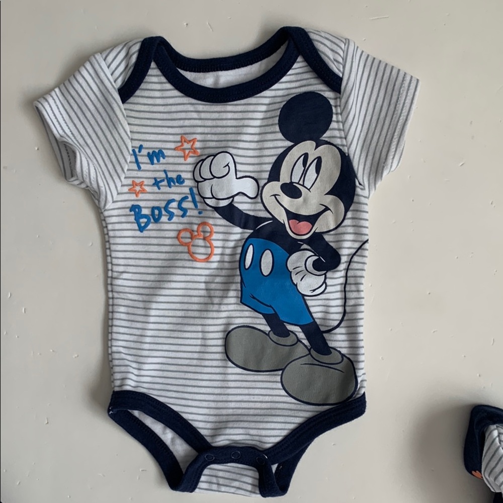 Disney Mickey Mouse Baby One Piece Set - Blue and White 3-6 Months - Picture 5 of 12